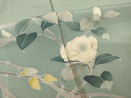 平和屋着物●訪問着　友禅　枝花文　正絹　逸品　AABH9556ck