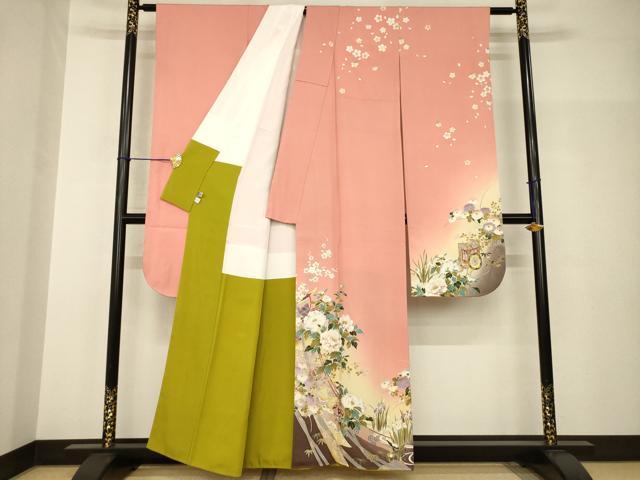 平和屋着物●豪華振袖　几帳花文　暈し染め　金彩　正絹　逸品　AABH9557ck