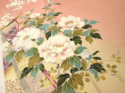 平和屋着物●豪華振袖　几帳花文　暈し染め　金彩　正絹　逸品　AABH9557ck