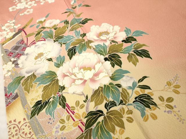 平和屋着物●豪華振袖　几帳花文　暈し染め　金彩　正絹　逸品　AABH9557ck