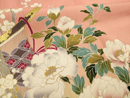 平和屋着物●豪華振袖　几帳花文　暈し染め　金彩　正絹　逸品　AABH9557ck