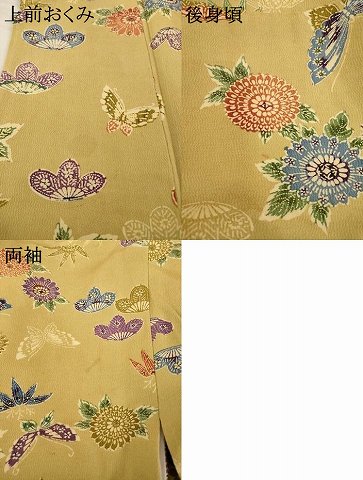 平和屋着物●上質な小紋　型染め　花蝶文　正絹　逸品　AABH9559ck