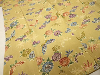 平和屋着物●上質な小紋　型染め　花蝶文　正絹　逸品　AABH9559ck