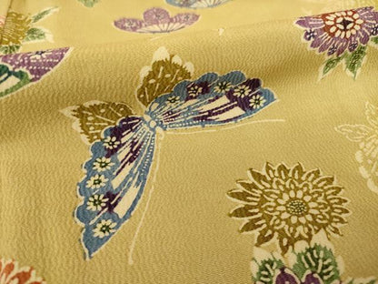 平和屋着物●上質な小紋　型染め　花蝶文　正絹　逸品　AABH9559ck