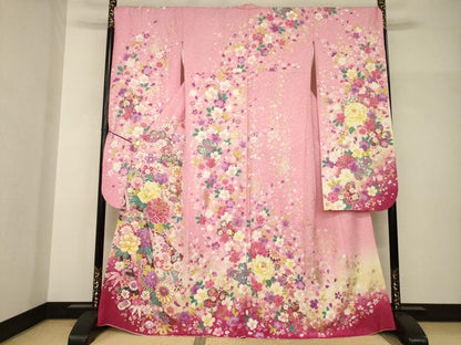 平和屋着物●豪華振袖　刺繍　花毬文　金彩　銀通し地　正絹　逸品　AABH9560ck