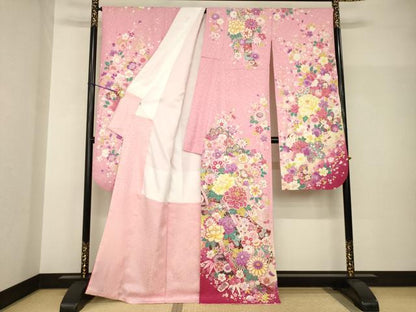 平和屋着物●豪華振袖　刺繍　花毬文　金彩　銀通し地　正絹　逸品　AABH9560ck