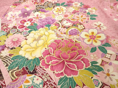 平和屋着物●豪華振袖　刺繍　花毬文　金彩　銀通し地　正絹　逸品　AABH9560ck