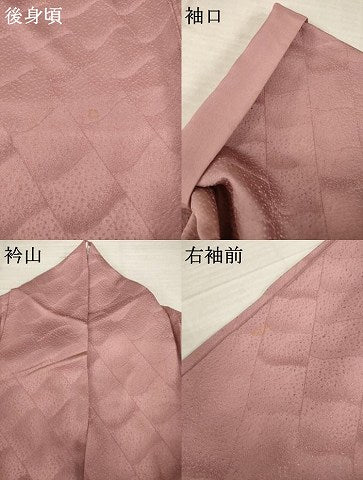 平和屋着物●上質な色無地　瓦地紋　退紅色　正絹　逸品　AABH9563ck