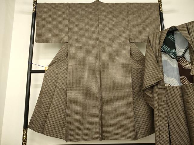 平和屋着物●男性　本場大島紬　アンサンブル　鱗文様　一元7マルキ　正絹　逸品　AABH9564ck