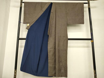 平和屋着物●男性　本場大島紬　アンサンブル　鱗文様　一元7マルキ　正絹　逸品　AABH9564ck