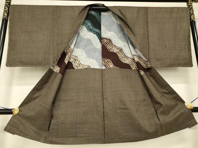 平和屋着物●男性　本場大島紬　アンサンブル　鱗文様　一元7マルキ　正絹　逸品　AABH9564ck