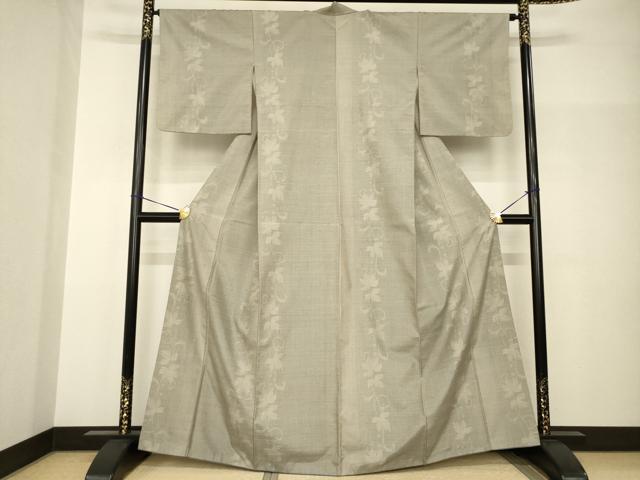 平和屋着物●結城紬　120亀甲　唐草文　正絹　逸品　AABH9566ck