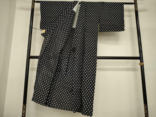 平和屋着物●久留米絣　単衣　十字絣　綿　逸品　AABH9567ck