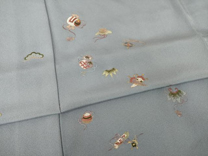 平和屋着物●訪問着　総刺繍　宝尽くし　金糸　ロング丈　正絹　逸品　AABH9568ck