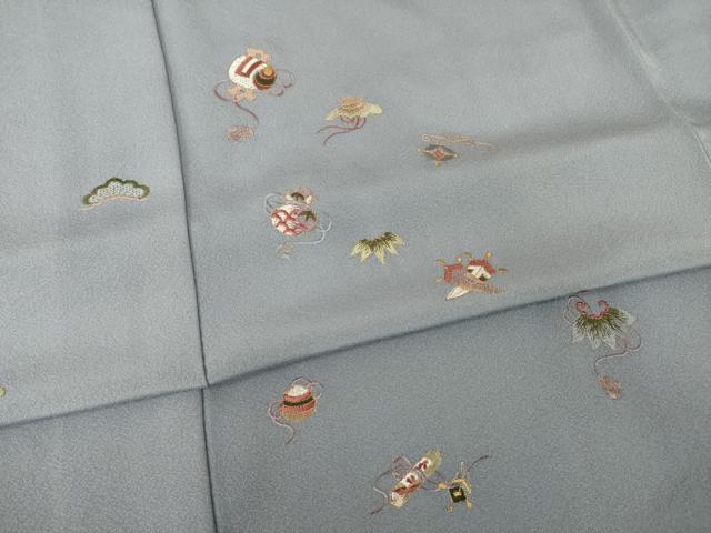 平和屋着物●訪問着　総刺繍　宝尽くし　金糸　ロング丈　正絹　逸品　AABH9568ck