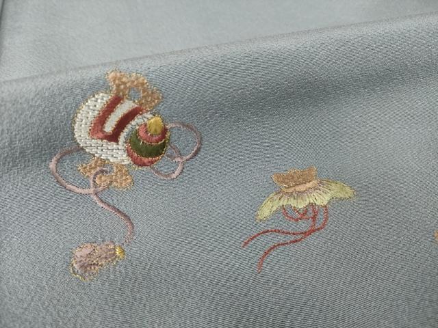 平和屋着物●訪問着　総刺繍　宝尽くし　金糸　ロング丈　正絹　逸品　AABH9568ck