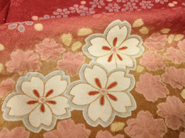 平和屋着物●豪華振袖　蔓帯花文　金通し地　正絹　逸品　AABH9570ck