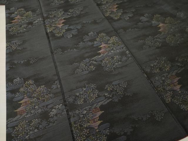 平和屋着物●本場大島紬　風景文　正絹　逸品　AABH9574ck