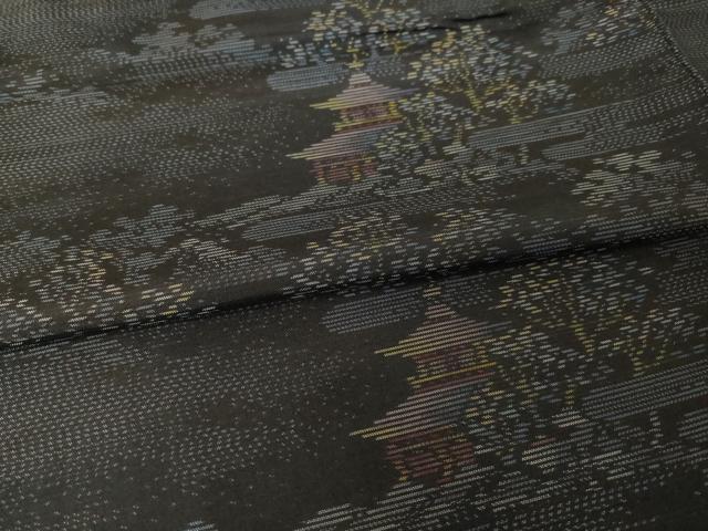 平和屋着物●本場大島紬　風景文　正絹　逸品　AABH9574ck