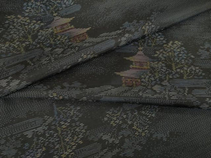 平和屋着物●本場大島紬　風景文　正絹　逸品　AABH9574ck