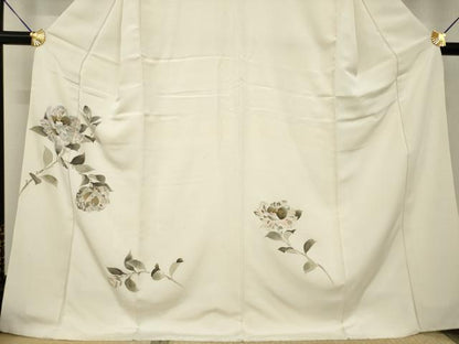 平和屋着物●訪問着　手描き　刺繍　枝花文　金彩　正絹　逸品　AABH9576ck