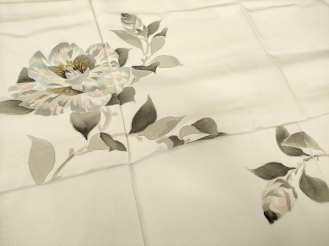 平和屋着物●訪問着　手描き　刺繍　枝花文　金彩　正絹　逸品　AABH9576ck