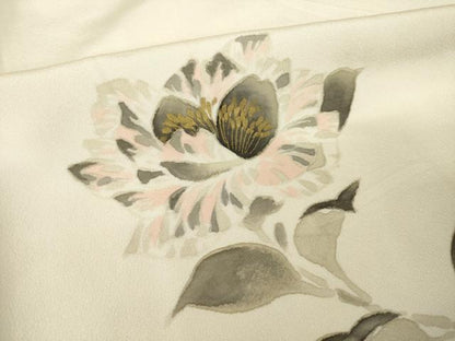 平和屋着物●訪問着　手描き　刺繍　枝花文　金彩　正絹　逸品　AABH9576ck