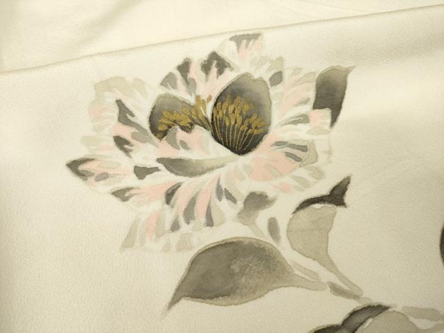 平和屋着物●訪問着　手描き　刺繍　枝花文　金彩　正絹　逸品　AABH9576ck