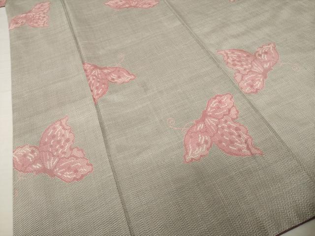 平和屋着物●本場大島紬　白大島　一元7マルキ　舞蝶文　正絹　逸品　AABH9578ck