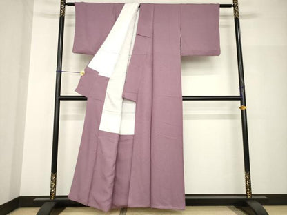 平和屋着物●上質な色無地　濃色　正絹　逸品　AABH9581ck