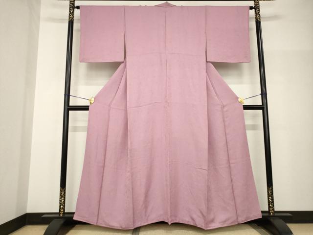平和屋着物●上質な色無地　花尽くし地紋　鴇浅葱色　正絹　逸品　AABH9584ck