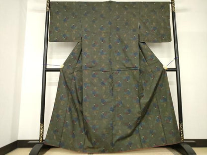 平和屋着物●本場大島紬　一元絣　花菱文　正絹　逸品　AABH9597ck