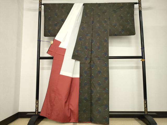 平和屋着物●本場大島紬　一元絣　花菱文　正絹　逸品　AABH9597ck