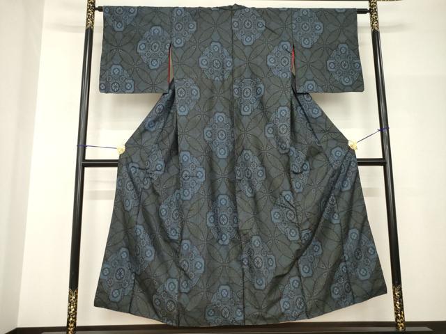平和屋着物●本場大島紬　七宝花文　割込み絣　正絹　逸品　AABH9598ck