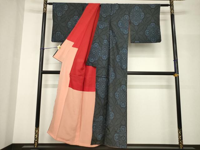 平和屋着物●本場大島紬　七宝花文　割込み絣　正絹　逸品　AABH9598ck