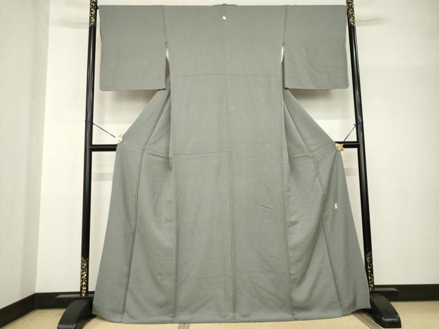 平和屋着物●上質な色無地　作家物　煤色　正絹　逸品　AABH9600ck