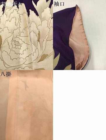 平和屋着物●アンティーク　大正ロマン　訪問着　牡丹　金彩　正絹　逸品　AABH9601ph