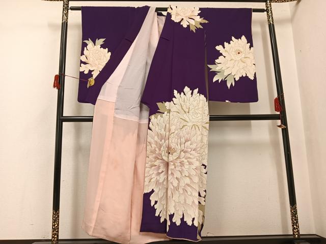 平和屋着物●アンティーク　大正ロマン　訪問着　牡丹　金彩　正絹　逸品　AABH9601ph