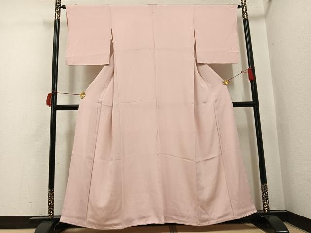 平和屋着物●上質な色無地　水柿色　正絹　逸品　未使用　AABH9609ph