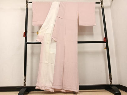 平和屋着物●上質な色無地　水柿色　正絹　逸品　未使用　AABH9609ph