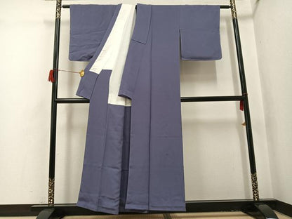 平和屋着物●上質な色無地　紫鼠色　正絹　逸品　AABH9610ph