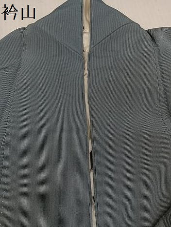 平和屋着物●江戸小紋　万筋　百入茶色×灰黄緑色　正絹　逸品　AABH9611ph