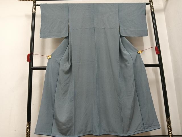 平和屋着物●江戸小紋　万筋　百入茶色×灰黄緑色　正絹　逸品　AABH9611ph