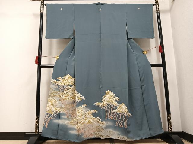 平和屋着物●豪華色留袖　友禅　駒刺繍　浜松文　暈し染め　金彩　正絹　逸品　AABH9612ph