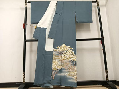 平和屋着物●豪華色留袖　友禅　駒刺繍　浜松文　暈し染め　金彩　正絹　逸品　AABH9612ph