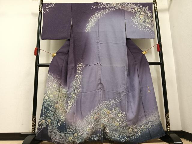 平和屋着物●吉乃一廉　幻の辻が花　訪問着　辻が花　絞り　暈し染め　金彩　銀通し地　正絹　逸品　AABH9615ph