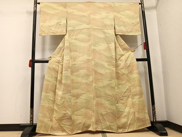 平和屋着物●上質な小紋　霞文　暈し染め　正絹　逸品　AABH9619ph