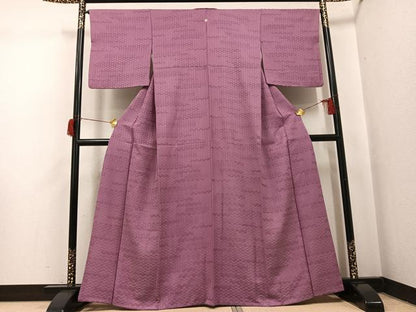 平和屋着物●上質な色無地　篭目地紋　鴇浅葱色　正絹　逸品　AABH9620ph