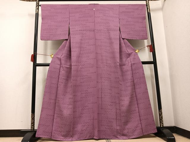 平和屋着物●上質な色無地　篭目地紋　鴇浅葱色　正絹　逸品　AABH9620ph