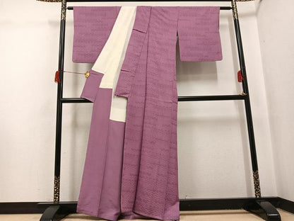 平和屋着物●上質な色無地　篭目地紋　鴇浅葱色　正絹　逸品　AABH9620ph